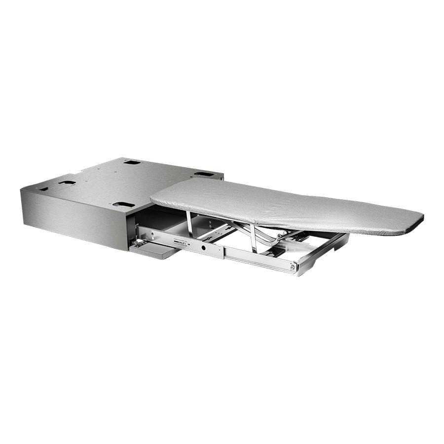 Asse Da Stiro Pieghevole Ed Estraibile Da Incasso – Piastra In Acciaio Ispessita 1,8 Cm, Ruota Di 180°, Silenziosa, Carico Max 45 Kg, Colore Grigio - 4